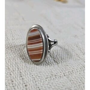 Vintage Joseph ESPO Banded Agate and Sterling‎ Ring Women's Size 8